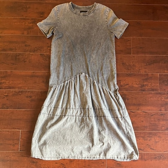 ZARA Acid Wash Drop Waist T-Shirt Midi Dress Gray Size Medium - Picture 3 of 12